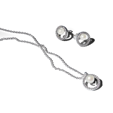 Treated Freshwater Cultured Pearl & Pavé Gift Set  
